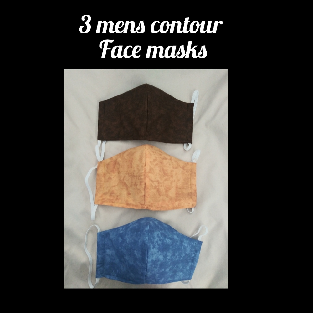 3 mens coutour face mask.. One in each color